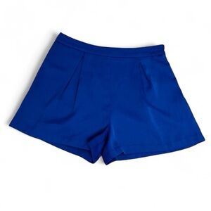 Missguided Casual Women's High Waist Royal Blue Neutral Shorts with Side Zipper